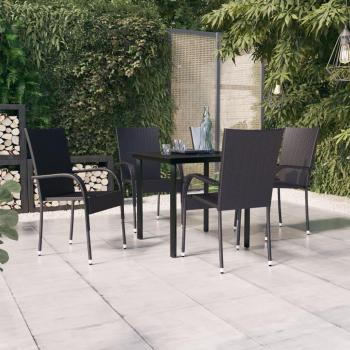 Set de Comedor Exterior 5 Piezas Negro