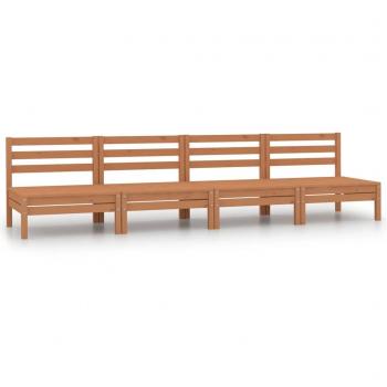 Sofás centrales de jardín 4 uds madera maciza pino marrón miel