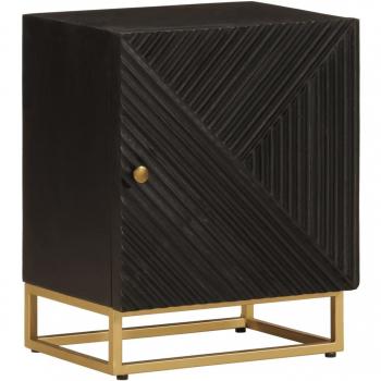 Mesita de noche negra 40x30x50 cm de mango macizo y hierro