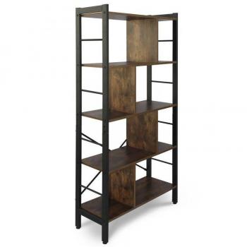Estantería industrial de 4 niveles Miadomodo, estructura de acero, 4 estantes, diseño marrón vintage/negro, dimensiones 79x30x155 cm