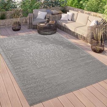 Alfombra Rectangular Rimini 412, 4 mm de Altura, Tejido Plano, Colores Sólidos, Efecto Alto-Bajo, Apta para Interior y Exterior