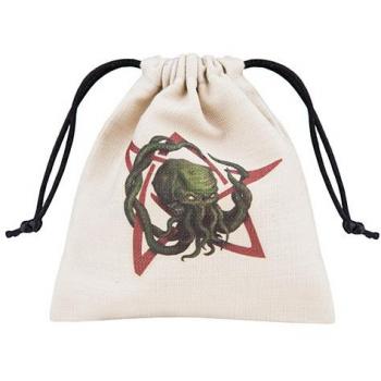 Bolsa de dados Cthulhu con pentagrama blanco