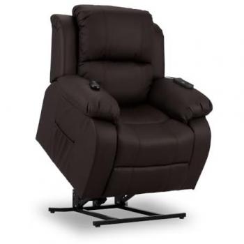 Sillón Eléctrico Levanta Personas Trevi Chocolate con Reclinación 160º, 10 Programas de Masaje, Calor Lumbar y Acabado PU Marrón