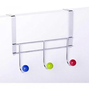 dcasa - Percha puerta 3 ganchos hierro cromado 24 x 12 x 20 cm