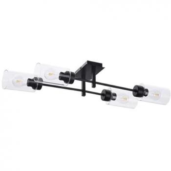 Aplique Techo E27 Cristal Negro Metal IP20 PRUDENCE RABALUX, Lámpara de techo Prudence Metal Black E27 4x Max 40W, Dimensiones: Largo 82 cm, Ancho