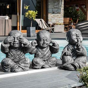 Estatua monje de la sabiduría pátina gris 40 cm Wanda Collection