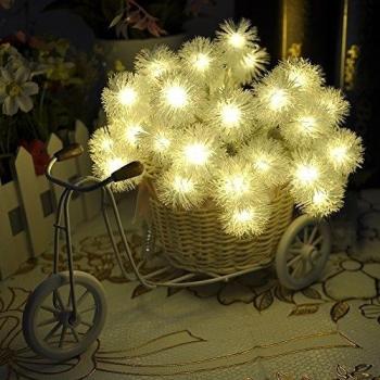 Lychee 4m 40LED batería nieve pompón luces de hadas de Cuerda para la boda de interior al aire libre Jardín Inicio la decoración del partido de Navidad