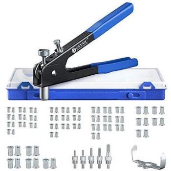 Remachadora con Remaches de 86 Piezas Pistola Remachadora Profesional con M3, M4, M5, M6, M8 Tuerca de Remache Herramienta Robusta y Ergonómica para Trabajos de Reparación