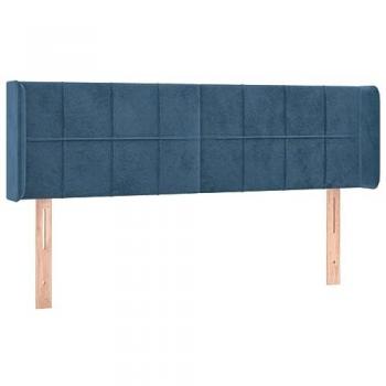 Cabecero con LED de terciopelo azul oscuro 147x16x78/88 cm