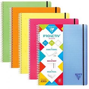 Cuaderno Espiral Proactiv'Book Linicolor A4+ 22,5 x 29,7 cm - 160 Páginas - Papel 90g - Cuadros Pequeños - Cierre por Elástico