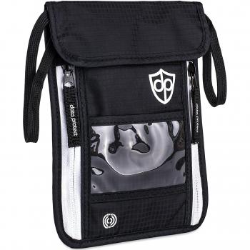 Portadocumentos de Cuello con protección RFID para Damas Caballeros | Ligero Plano Confortable Bolsillo Interior | Cartera de Viaje para colgarse Objetos de Valor, Pasaporte