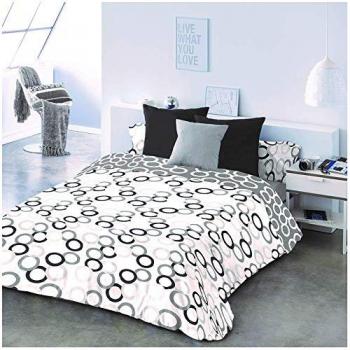 Funda Nórdica Reversible POPY Gris Algodón y Poliéster (50% Algodón - 50% Poliéster) con Fundas de Almohada para Cama de 135 cm (220 x 260