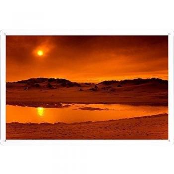 Metal cartel Cartel de chapa Hojalata sesión Desert Oasis Heat Hot Orange Sun 48082 Retro Vintage Pared Decoración by hamgaacaan