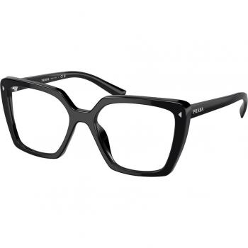 Prada PR 16ZV 1AB1O1 Women's Square Eyeglasses Black Size 53 (Frame Only) - Blue Light Block Available