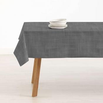 MUARÉ Mantel tacto tela 200x155 cm, antimanchas, color gris oscuro, tejido 100% algodón orgánico, modelo liso