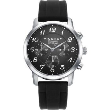 Reloj Viceroy Grand 41147-55 para hombre con cronómetro, caja de acero y correa de silicona negra