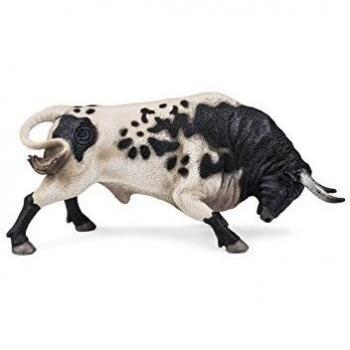 Deqube- Bravo Berrendo Embistiendo Figura de Toro, Multicolor, 17x8x4,2
