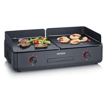Plancha Grill de Sobremesa Severin PG 8569 con Revestimiento Cerámico Sin PFAS, 2 Placas, Superficie de 1.300 cm², Potencia de 2.200 W y Temperatura