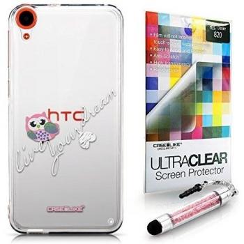 CASEiLIKE Búho diseño gráfico 3314 Bumper Prima Híbrido Duro Protección Case Cover Funda Cascara for HTC Desire 820 +Protector de Pantalla +Cristal Stylus plumas