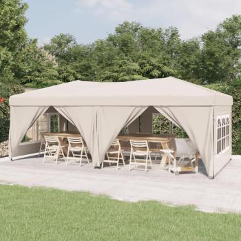 Carpa para fiestas plegable con paredes laterales 3x6 m color crema