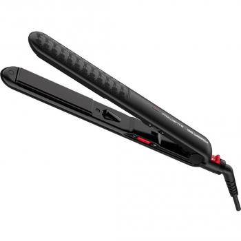 Plancha de Pelo Rowenta Optiliss x Karl Lagerfeld SF321LF0 con Revestimiento Keratin & Glow, Caliente, Negro y Rojo