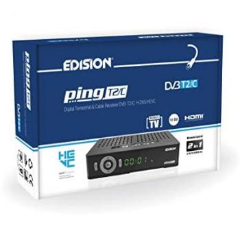Receptor Terrestre Edision PING T2/C DVB-T2 FULL HD H.265 HEVC 10 Bit