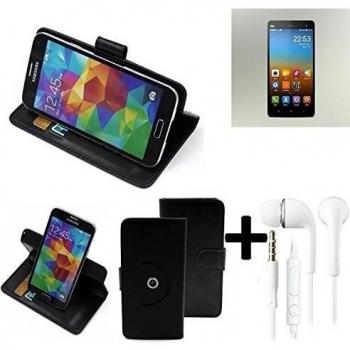 TOP SET: 360° Funda Smartphone para Xiaomi Tech Mi 4, negro + Auriculares | Función de stand Caso Monedero BookStyle mejor precio, mejor funcionamiento - K-S-Trade | Funda Universal Caso Monedero cubierta del tirón Monedero Monedero