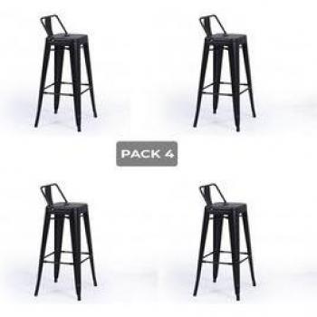Pack 4 taburetes altos Tolix negro 93x30x33 cm