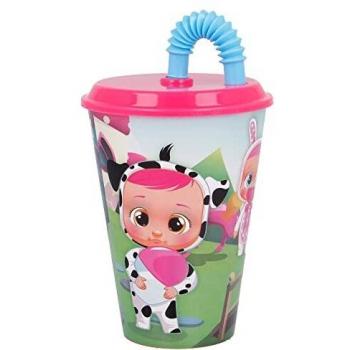 Stor Vaso Infantil Reutilizable con Tapa y Pajita de 430 ml de Cry Babies - Bebés Llorones