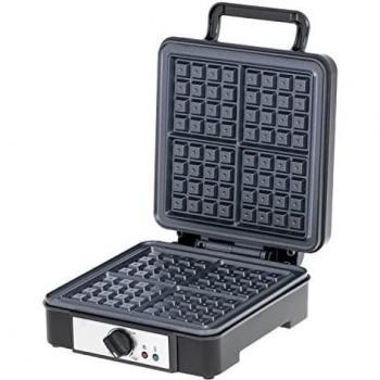 Adler AD3049 Gofrera Profesional para 4 Gofres Belgas Gruesos, Placas Antiadherentes, Regulador de Temperatura, 1800W, Negro