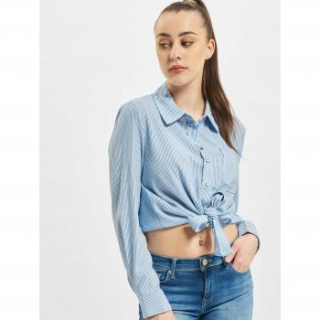 Only ONLLECEY Women's Blue Stripe Knot Denim Shirt