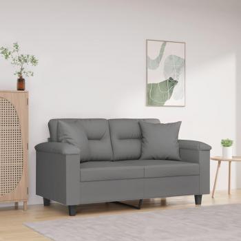 Sofá 2 Plazas Microfibra Gris Oscuro Vidaxl 120 cm con Cojines