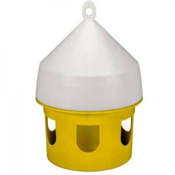 Comedero para Palomas de Plástico Amarillo y Blanco, Capacidad 5 Litros
