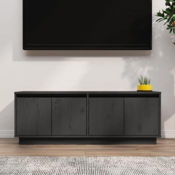 Mueble de TV de madera maciza de pino 110x34x40 cm en color natural y gris, ideal para salón, con diseño funcional y elegante