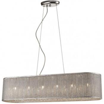 Colgante de plata de 6 luces BRIGHTON - Lámpara colgante de techo con 6 luces, acabado en plata, tipo de bombilla G9