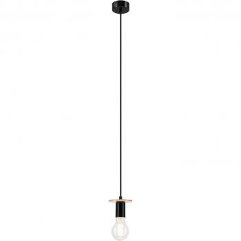 Lámpara colgante Yorik de 1 luz en negro y madera clara