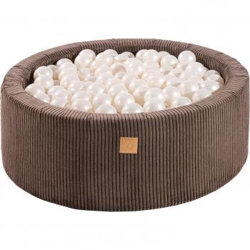 Piscina de Bolas Redonda MeowBaby® 90x30cm con 200 bolas, Corduroy, Marrón