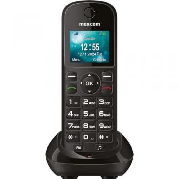Teléfono Fijo Inalámbrico Maxcom MM35D - Pantalla 1.77'', Botones Grandes, Cargador USB-C, Enchufe Británico - Negro