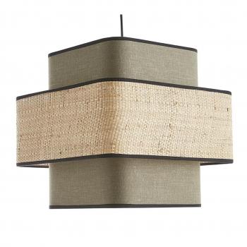 Lámpara de techo colgante TERA de lino verde caqui y rafia natural 35 cm