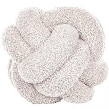 Cojín Decorativo de Bouclé Blanco Crema 19 x 19 cm con Forma de Nodo Malni