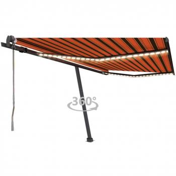 Toldo automático LED con sensor de viento 450x350 cm naranja marrón