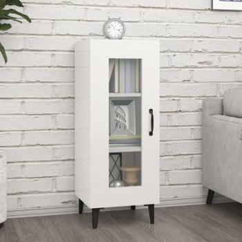 Aparador de madera contrachapada blanco brillante 34,5x34x90 cm Mueble de Almacenaje de Salón, Buffet para salón, Armario Auxiliar, Armario de Almacenamiento