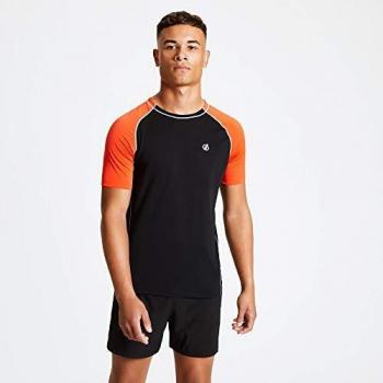 Dare2b Peerless-Camiseta Deportiva, Tejido Ligero De Secado Rápido Y Estampado Reflectante T-Shirts/Polos/Vests, Hombre, Black/Trail Blaze, M