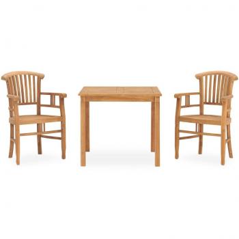 Set de almuerzo de jardín 3 piezas de teca de madera maciza