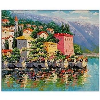 ZARTE DAL MONDO Pintura al Óleo sobre Lienzo Riflessione Del Lago Di Como