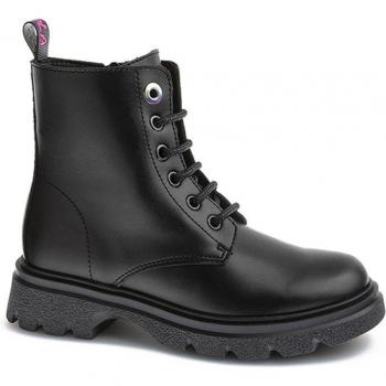 Botas de niña Pablosky 869415 color negro con cierre lateral cremallera y cordones, máximo confort