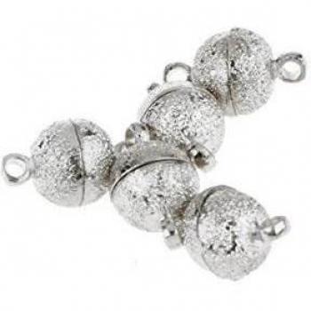 TOOGOO (R) 5X Magnetico encierro rapido 8mm Balon de Plata Collar Broche Cadena