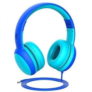 Gorsun Auriculares para niños, Volumen Limitado en el oído Auriculares para niños con Conector de Audio de 3.5 mm para niñas y niños, Auriculares con Cable Ajustable y Plegable