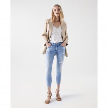 Vaquero push up de mujer Wonder cropped slim con rotos Salsa Jeans