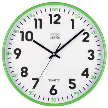Reloj de pared Lowell 00720YV, modelo verde y negro, diámetro 30 cm, material ABS